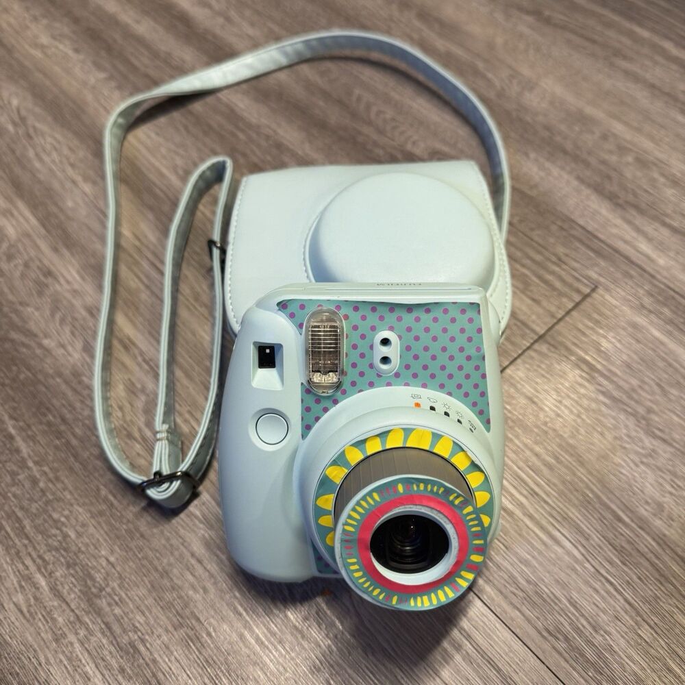 Fujifilm Instax Mini 9 Ice Blue Instant Film Camera With Crossbody Carrying Case